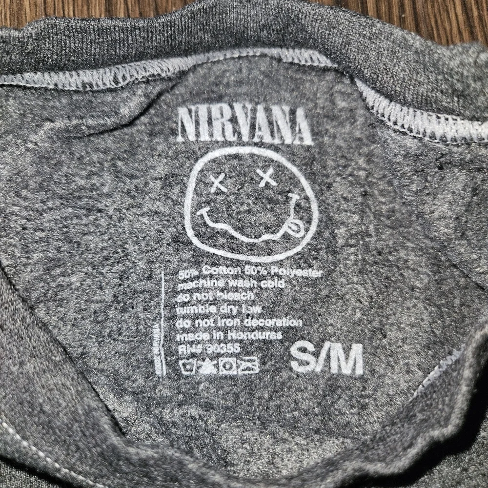 NIRVANA Nevermind Crewneck Sweater Gray Sweatshirt Yellow Graphics Small Medium